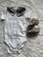 Burberry Baby Set: Bodysuit & Booties, Size 9 month