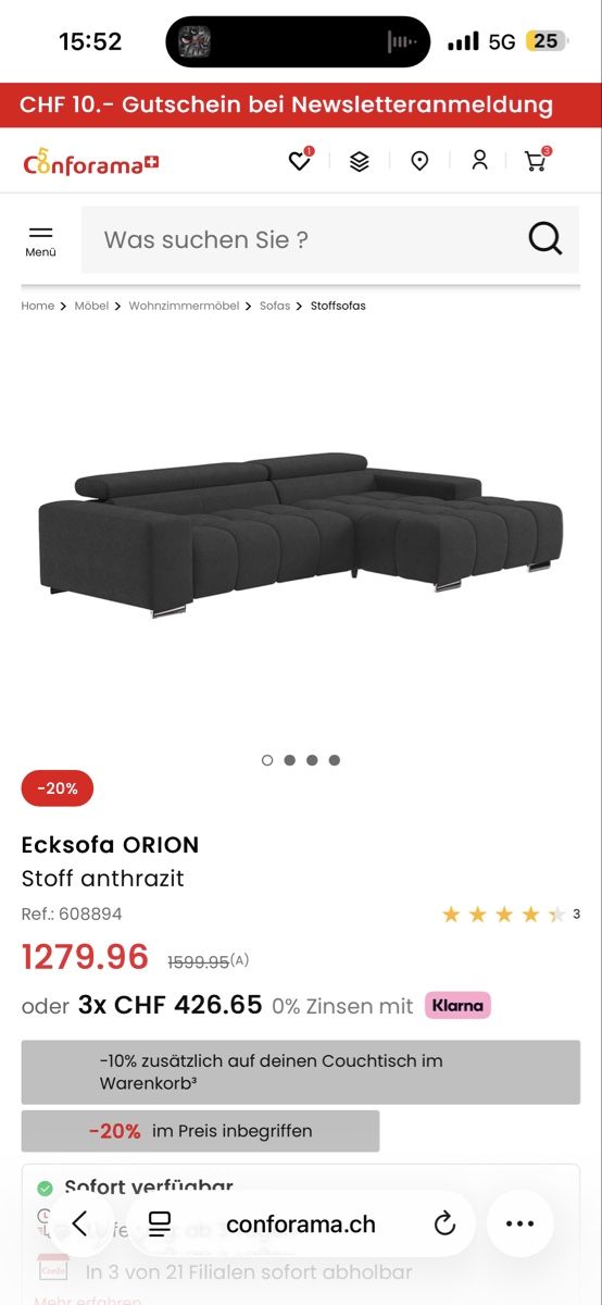 Conforama Sofas: Ecksofa ORION – Neuf avec emballage d'origine à Rümlang par beacoutinho