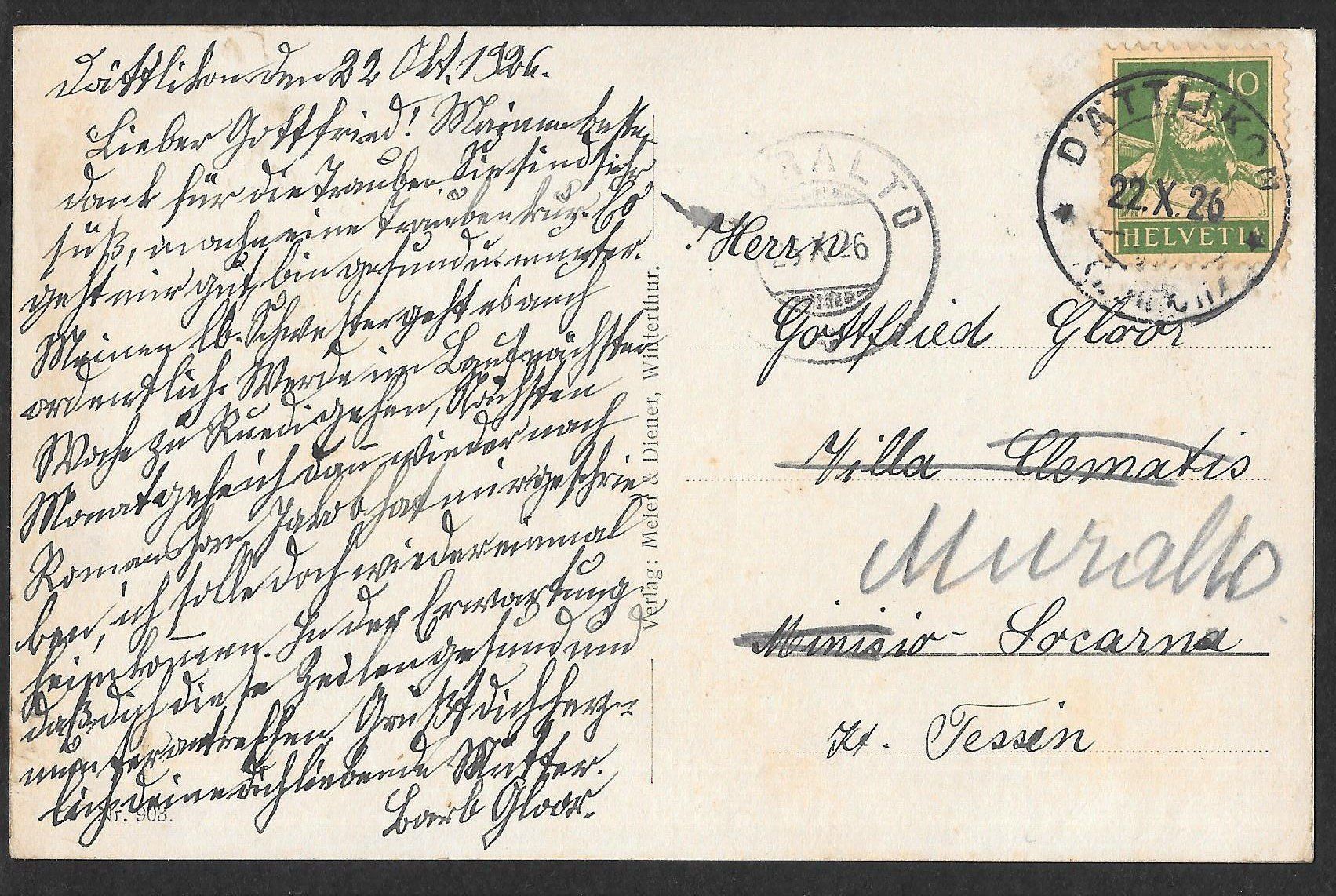 Cartoline postali: Dättlikon Teilansicht mit Kirche – Usato da Olten venduto da clotaldi 1