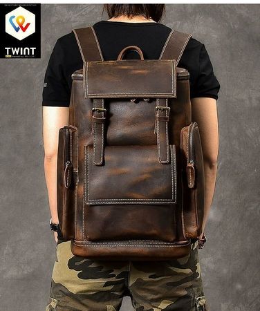 ✅ NEU Oldschool echter Lederrucksack