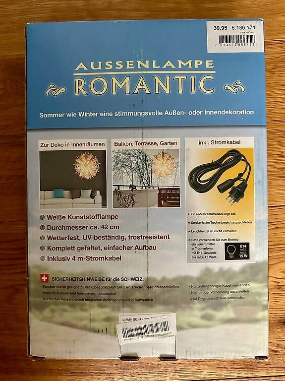 Lampade: Dekolampe für Aussen – Nuovo e nell'imballaggio originale da Einsiedeln venduto da UnicornFairy 1
