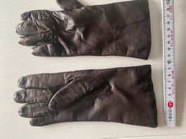 Leder Handschuhe dunkelbraun Gr. M, Neuwertig, Innenfutter