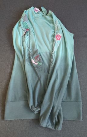 Damen Sommer Pullover, Türkis mit Stickereien, Grösse S