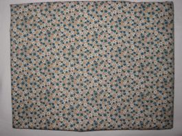 Baumwollstoff natur mit kleinen petrol/taupe Blümli