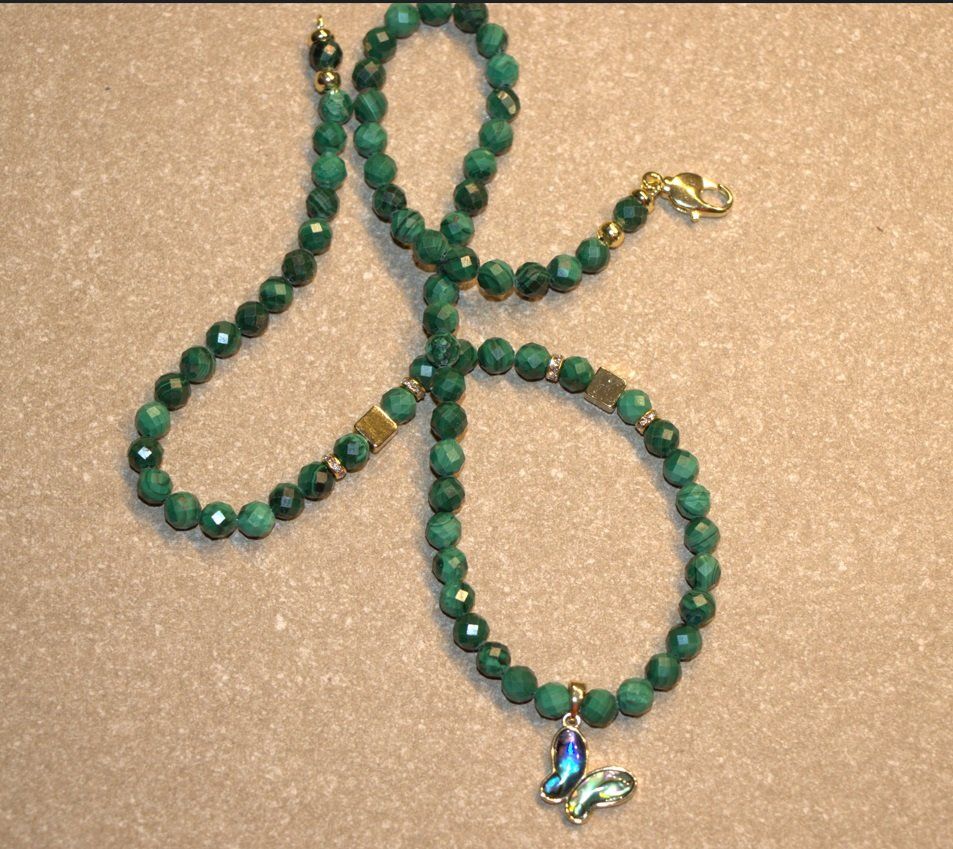 Catenine: Malachit Kette Halskette Collier Edelstein Halsschmuck 45 cm – Nuovo (secondo la descrizione) da Rotkreuz venduto da beltraum 7
