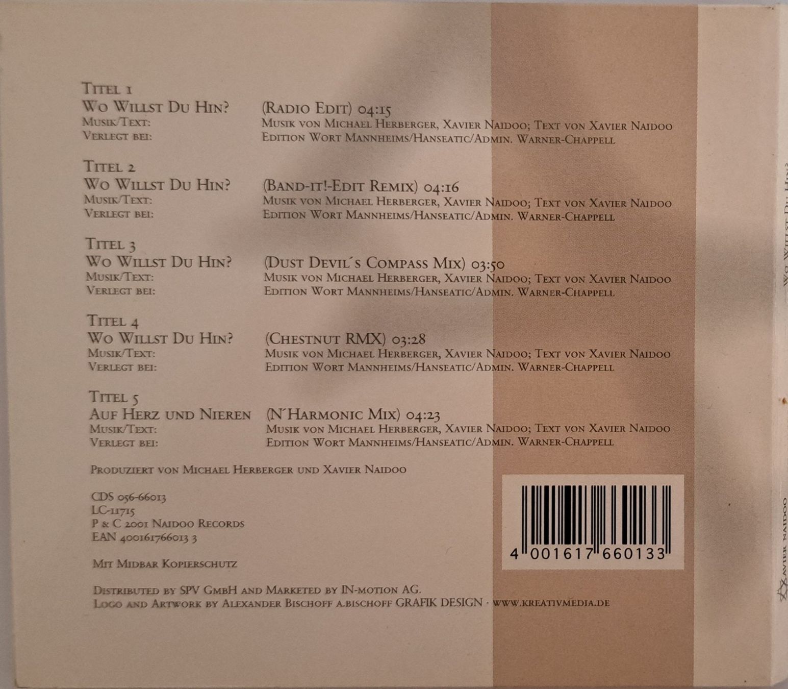 CD: XAVIER NAIDOO - Xavier Naidoo - Wo Willst Du Hin – Usato da Tenniken venduto da mik_6mxg 5