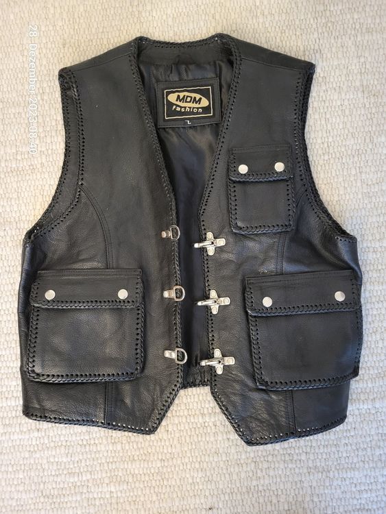 Gilet E Smanicati Neri Uomo In Pelle Per Motociclista | Acquisti - Foto 3