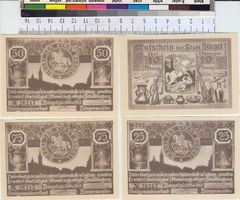 4x Notgeld, div. kleine Beträge, Stadt Bürgel, 1921