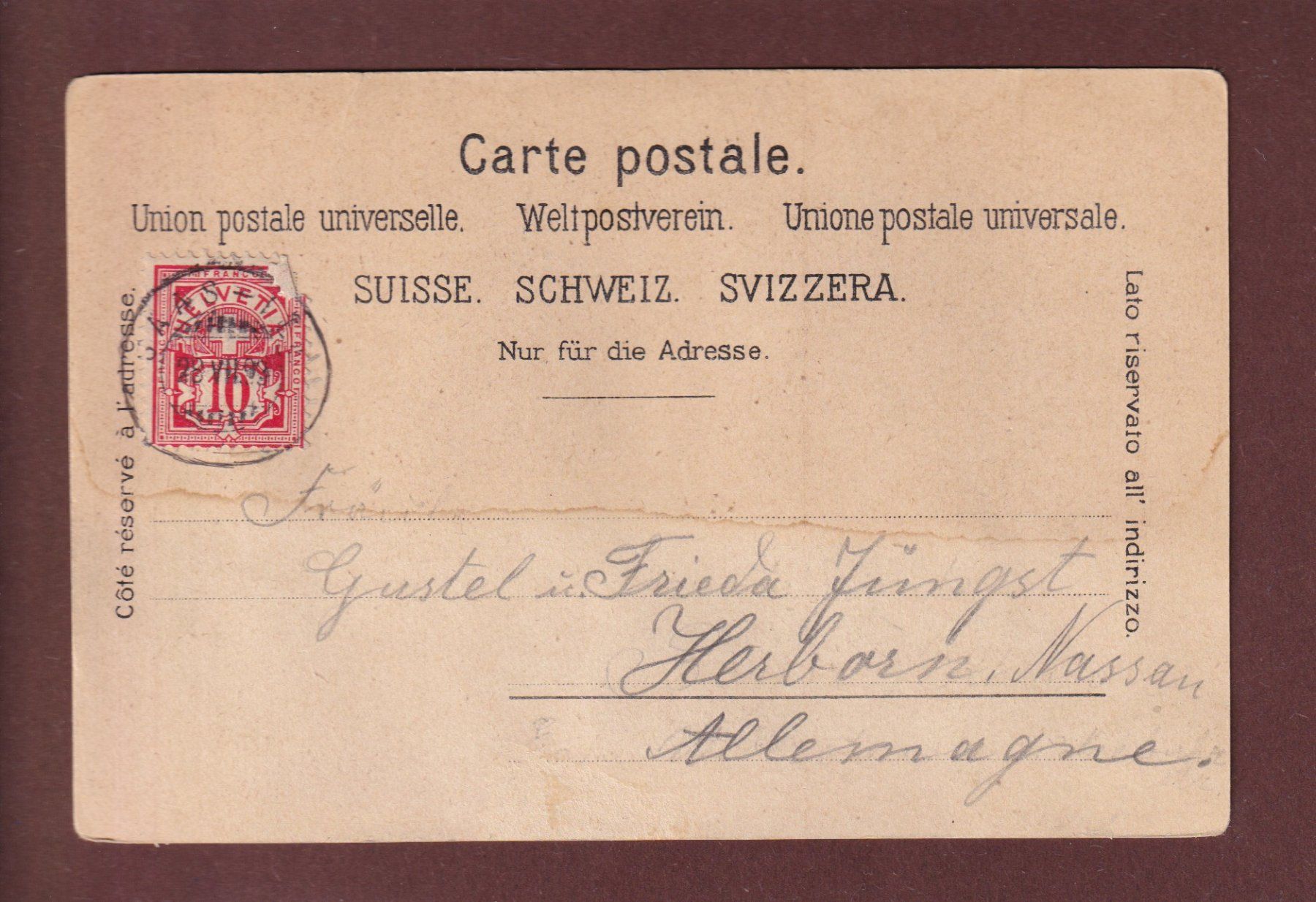 Cartoline postali: Souvenir du LAC LEMAN - Chillon - 1903 Litho – Usato da Pully venduto da nicecards 1