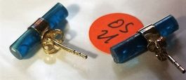 Ohrstecker Stab Glas blau Silber (OS21)