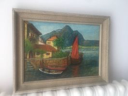 Der morgendliche Blick auf den wunderschönen See Oel Bild