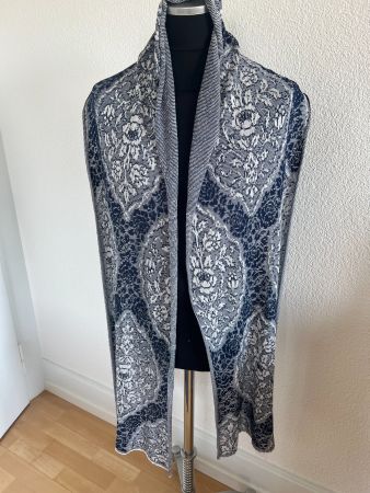 Colora Schal, Dunkelblau/Weiss, NEU