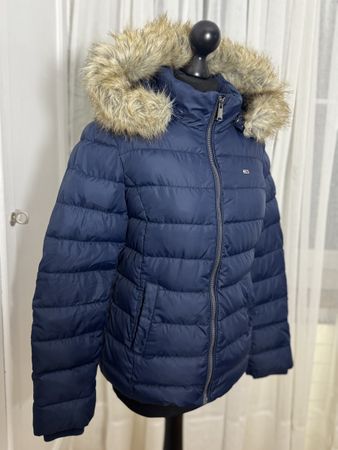 Tommy Hilfiger Steppjacke blau mit Fellkapuze Gr. M