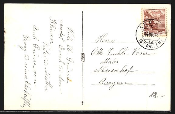 Cartoline postali: AK Andwil, Ortsansicht bei Tag, 1948 – Usato da Berlin venduto da bartko-reher 1