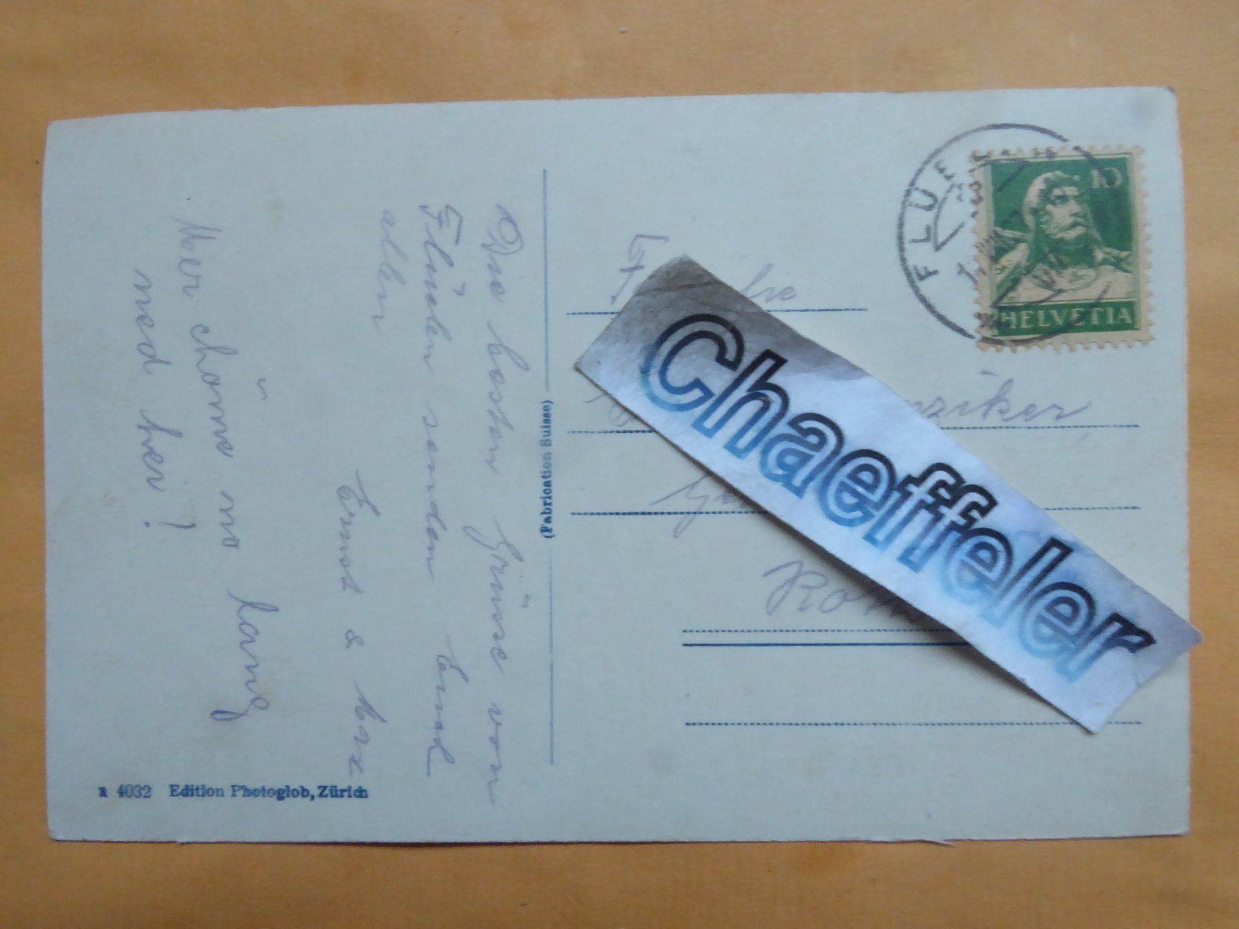 Cartoline postali: 1927 Flühlen mit Bristenstock – Usato da Zürich venduto da Chaeffeler 1