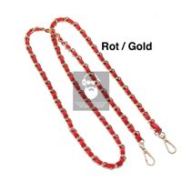 Handykette in Rot Gold Leder/Metall 2x Karabiner Verschluss