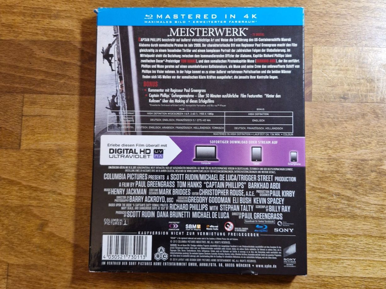 Tutti i DVDs: Captain Phillips (2013) Bluray – Usato da Pfungen venduto da Whitie 1