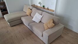 Grand canapé dangle beige avec méridienne  300 × 170 cm