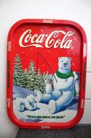 Vintage Coca-Cola Serviertablett mit Eisbären-Familie.