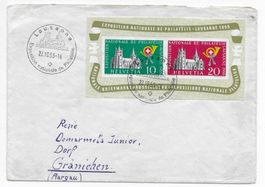 Block Lausanne 1955 auf Brief