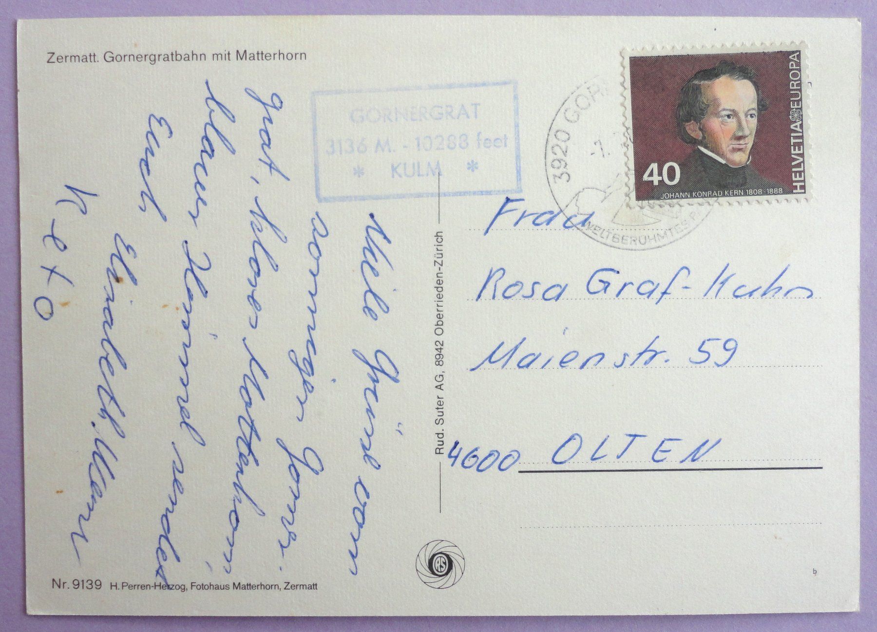 Cartes postales: Zermatt, Gornergratbahn mit Matterhorn – D'occasion à Fétigny par Billy2miny 1