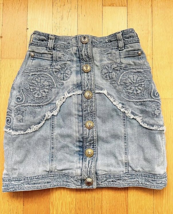 Jupe Balmain Crayon - Taille XS, Gris, Logo Pierre Balmain, Italie, Occasion Très Bon État