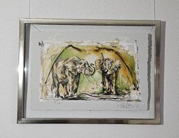 Rolf Knie "Elefantendialog" Serigraphie, handsigniert