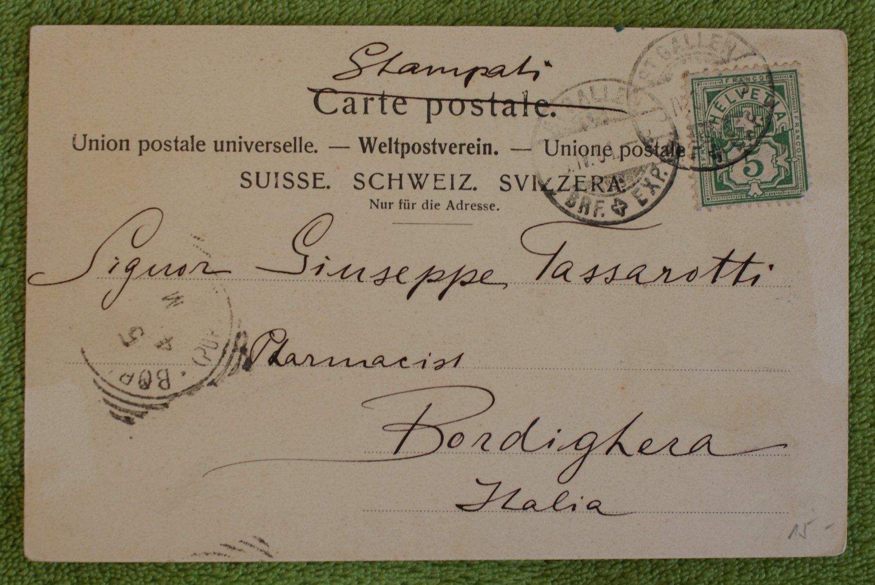 Cartoline postali: Gruss aus St. Gallen, Markt, Hotel Hecht, Oldtimer Tram – Usato da Herisau venduto da Saentis1 1