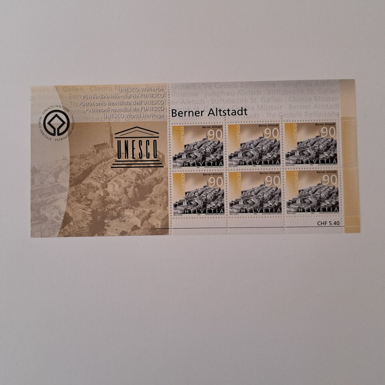 Tutti i francobolli: Kleinbogen 6x90 Rp. postfrisch, Berner Altststadt 2003 – Nuovo (secondo la descrizione) da Lüterkofen venduto da Winnetu44