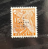 Verwaltungsmarke mit eingelochtem Kreuz 15c Orange