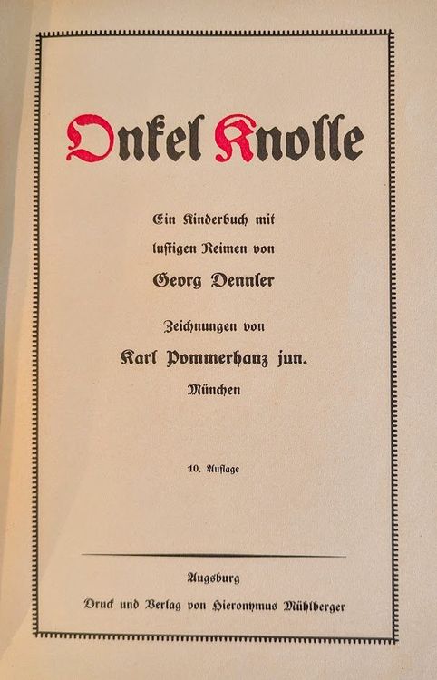 Libri: Antikes Kinderbuch "Onkel Knolle" mit lustigen Reimen, top! – Usato da Schliern b. Köniz venduto da morphy55 1