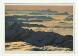 Postkarte Goldenes Nebelmeer Inmitten der Schweizer Alpen
