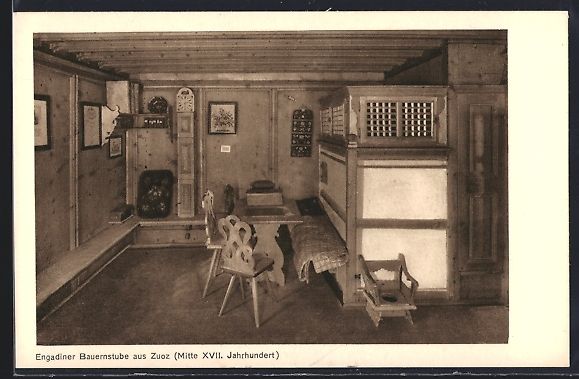 Cartoline postali: St. Moritz, Engadiner Bauernstube aus Zu – Usato da Berlin venduto da bartko-reher