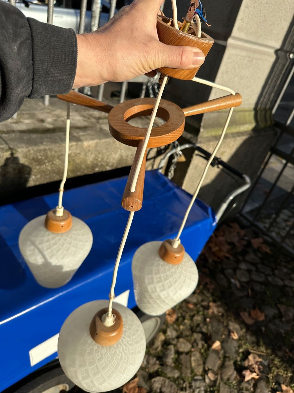 Lampadari & plafoniere: Vintage Deckenlampe Dänemark Holz + Glas – Usato da Zürich venduto da atlantis77