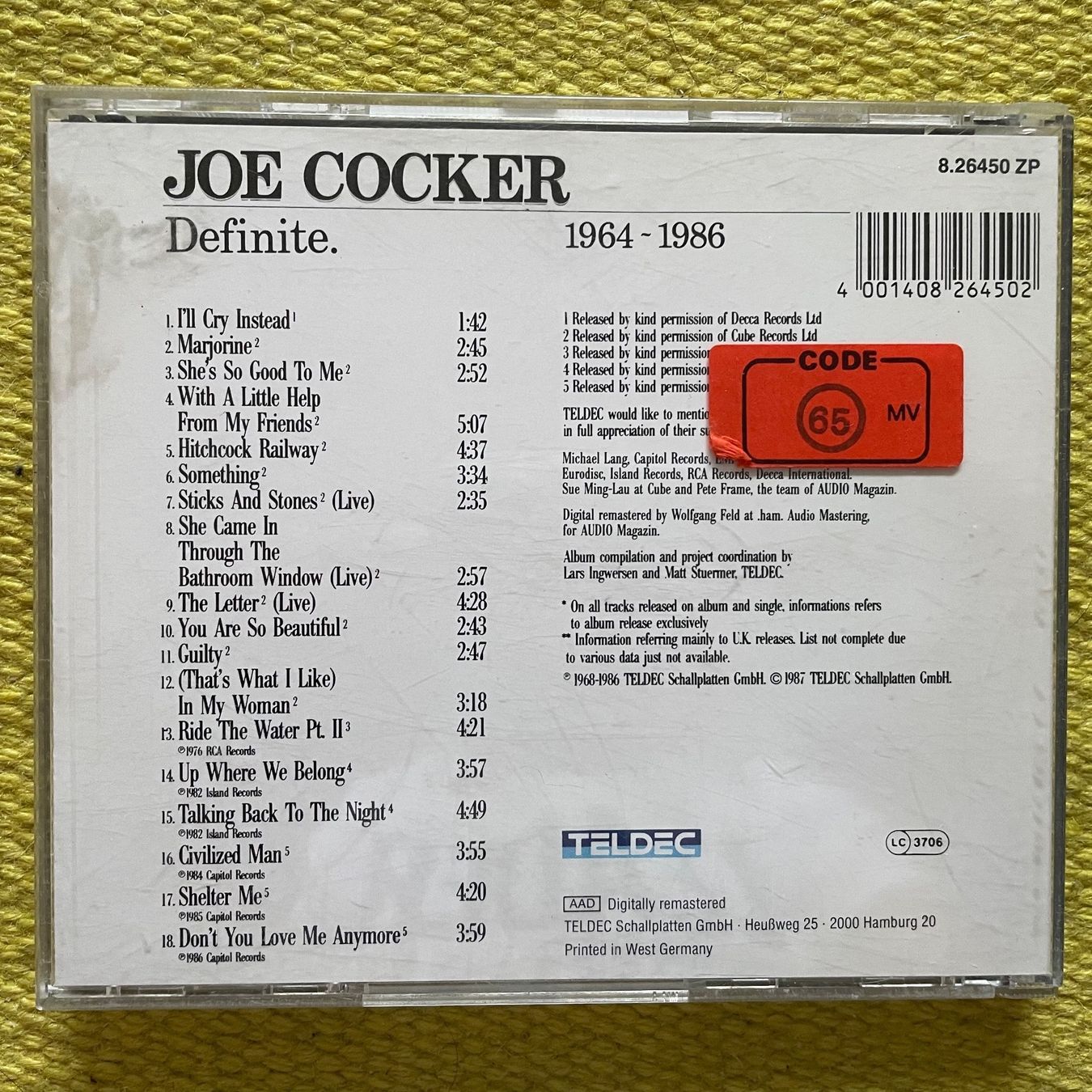 CD: JOE COCKER-DEFINITE 1964-1986 – Usato da Rorschacherberg venduto da CD-Roli 1