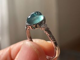 100 % echter blaue Fluorit-Ring – Vintage-Edelsteinring