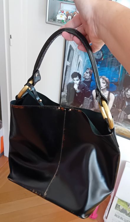 Sac à main en cuir noir Sequoia excellent état (D'occasion) à