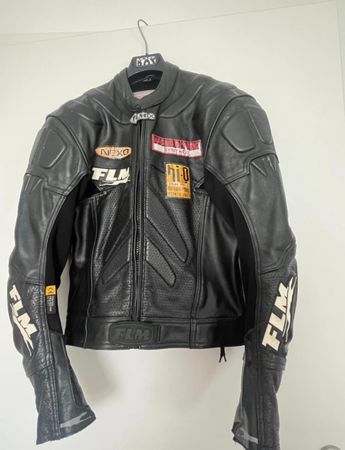 FLM Lederkombi Motorrad Jacke + Hose Gr 48 M schwarz