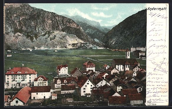Cartoline postali: AK Andermatt, Totalansicht, 1904 – Usato da Berlin venduto da bartko-reher