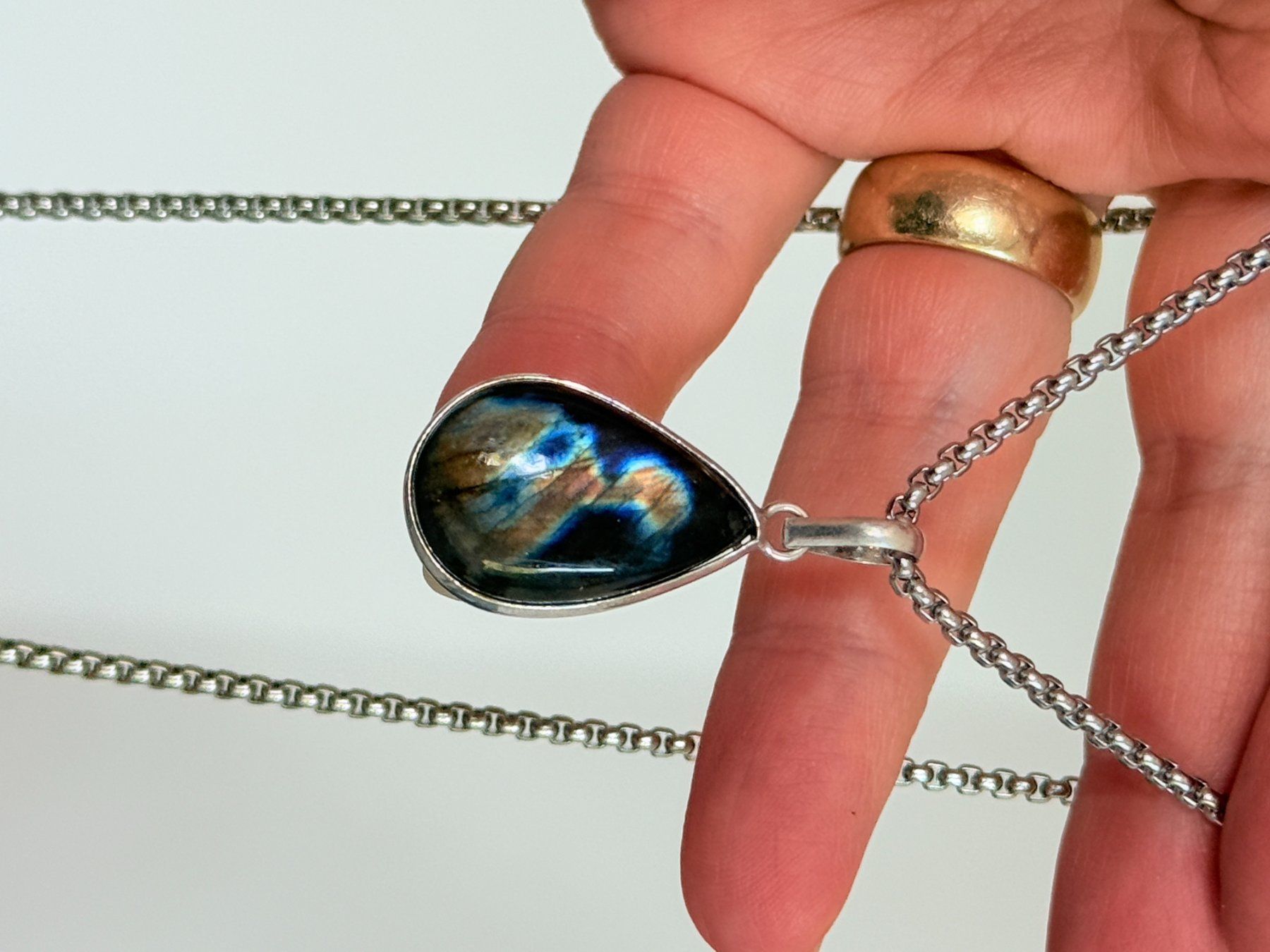 Ketten: Collier avec labradorite - Élégant & Naturel! – Neu und originalverpackt aus Genève von AWWA 6