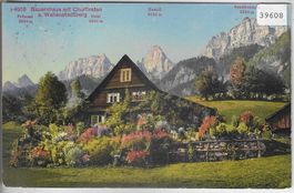 Bauernhaus mit Churfirsten a. Wallenstadtberg - Litho