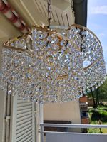 Schöne Hängelampe / Lampe mit Kristallen, goldfarben!