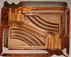 Vintage Glas Aschenbecher, Orange, 1970er Jahre, Top Zustand