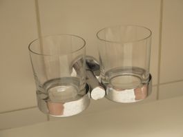 Doppel-Zahnbürstenhalter Chrom Glas inkl Seifenschale