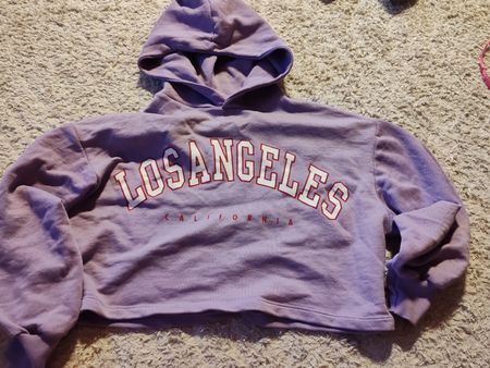 Zara Kapuzenpullover Los Angeles Lila Crop Top, Gr. M