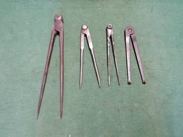 Zirkel Set, 4 Stück, Vintage, Werkzeug, Top Zustand