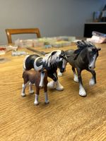 Schleich 2 Shire Horse und Fohlen