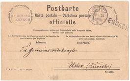 EGNACH - seltener Balkenstempel auf Officielle Postkarte
