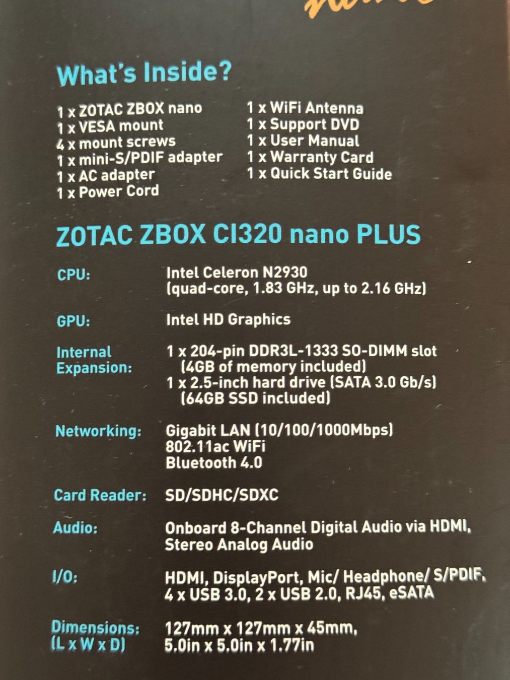 Zotac PC: ZOTAC ZBOX CI320 nano PLUS Silent Mini-PC – Usato da Baden venduto da agglo1 7