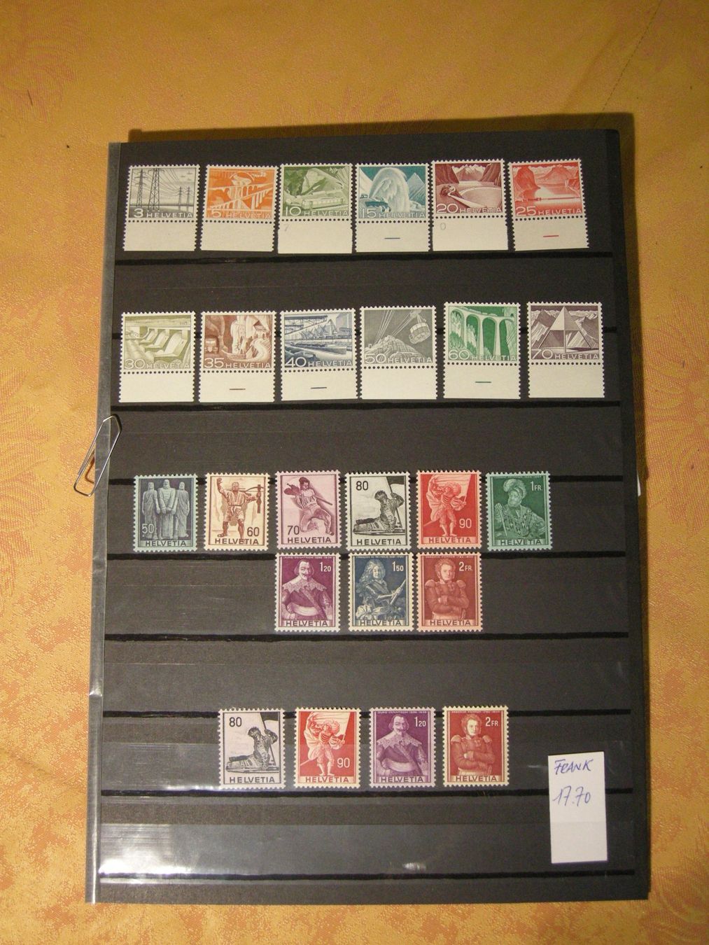 Tutti i francobolli: 1941/49/58  HIST.BILDER/TECHNIK, POSTFRISCH, 3 SÄTZE COMPLET – Usato da Rüti ZH venduto da jupi1945